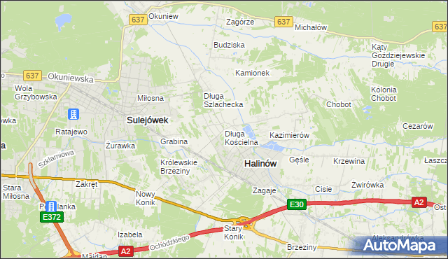mapa Długa Kościelna, Długa Kościelna na mapie Targeo