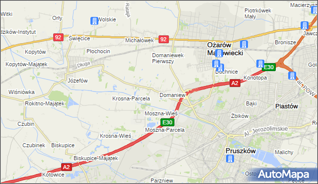 mapa Domaniew gmina Brwinów, Domaniew gmina Brwinów na mapie Targeo