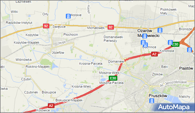 mapa Domaniewek gmina Brwinów, Domaniewek gmina Brwinów na mapie Targeo