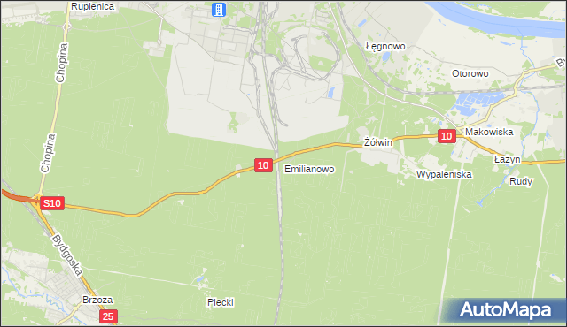 mapa Emilianowo gmina Nowa Wieś Wielka, Emilianowo gmina Nowa Wieś Wielka na mapie Targeo