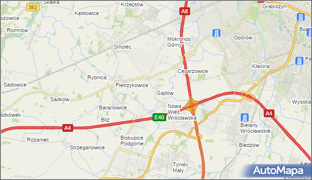 mapa Gądów, Gądów na mapie Targeo