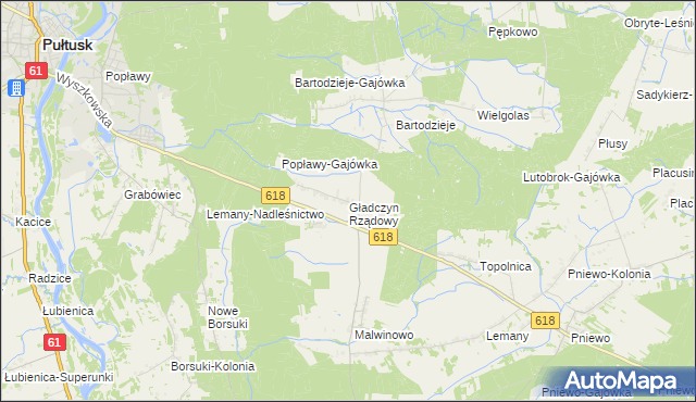 mapa Gładczyn Rządowy, Gładczyn Rządowy na mapie Targeo