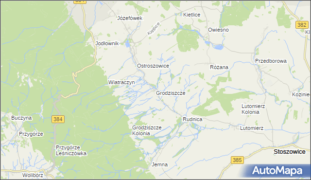 mapa Grodziszcze gmina Stoszowice, Grodziszcze gmina Stoszowice na mapie Targeo