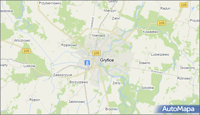 mapa Gryfice, Gryfice na mapie Targeo