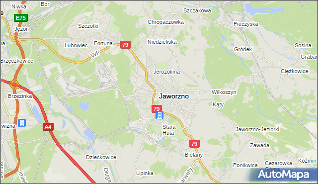 mapa Jaworzno, Jaworzno na mapie Targeo