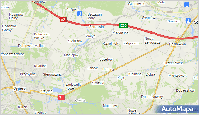 mapa Józefów gmina Zgierz, Józefów gmina Zgierz na mapie Targeo