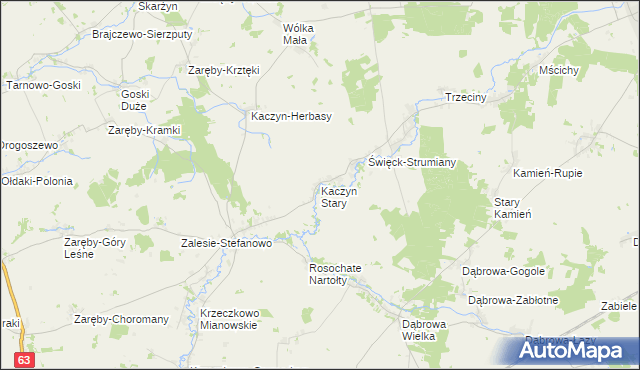 mapa Kaczyn Stary, Kaczyn Stary na mapie Targeo