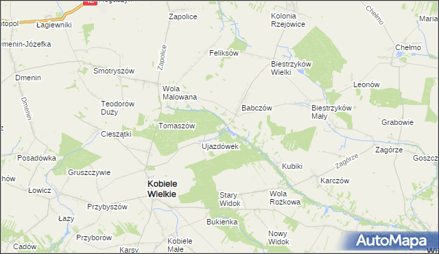 mapa Kajetanówka gmina Kobiele Wielkie, Kajetanówka gmina Kobiele Wielkie na mapie Targeo