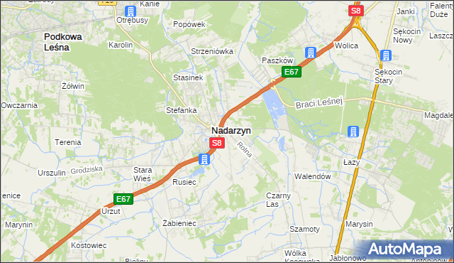 mapa Kajetany, Kajetany na mapie Targeo