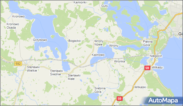 mapa Kalinowo gmina Giżycko, Kalinowo gmina Giżycko na mapie Targeo