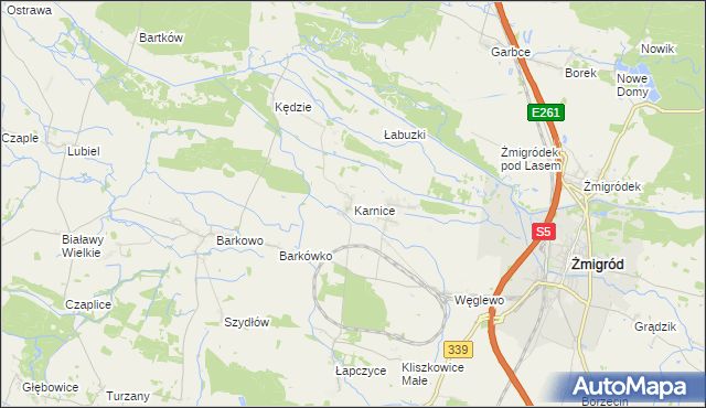 mapa Karnice gmina Żmigród, Karnice gmina Żmigród na mapie Targeo