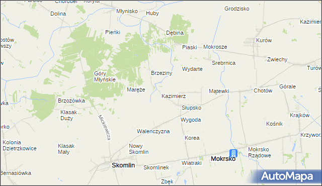 mapa Kazimierz gmina Skomlin, Kazimierz gmina Skomlin na mapie Targeo