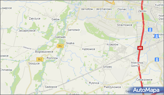 mapa Kębłowice gmina Kąty Wrocławskie, Kębłowice gmina Kąty Wrocławskie na mapie Targeo