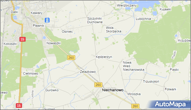 mapa Kędzierzyn gmina Niechanowo, Kędzierzyn gmina Niechanowo na mapie Targeo