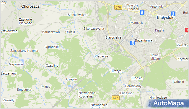 mapa Klepacze gmina Choroszcz, Klepacze gmina Choroszcz na mapie Targeo