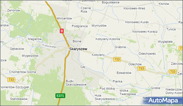 mapa Kobylany gmina Skaryszew, Kobylany gmina Skaryszew na mapie Targeo