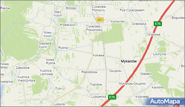 mapa Kokawa, Kokawa na mapie Targeo