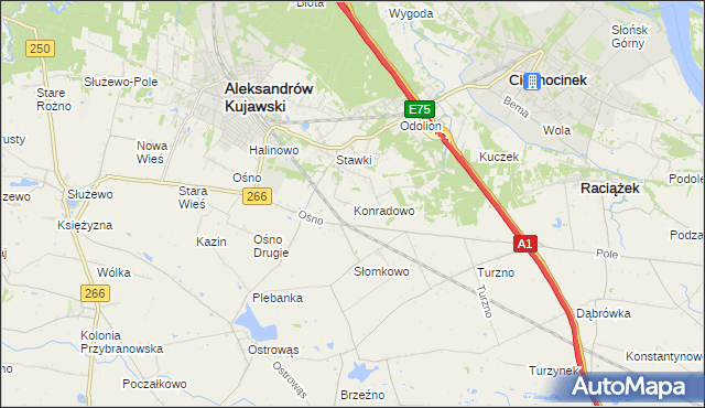 mapa Konradowo gmina Aleksandrów Kujawski, Konradowo gmina Aleksandrów Kujawski na mapie Targeo