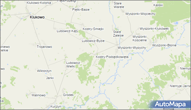 mapa Kostry-Podsędkowięta, Kostry-Podsędkowięta na mapie Targeo