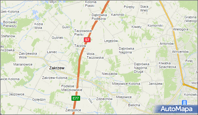 mapa Kozinki, Kozinki na mapie Targeo