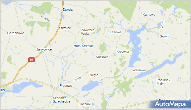 mapa Kozłowo gmina Łasin, Kozłowo gmina Łasin na mapie Targeo