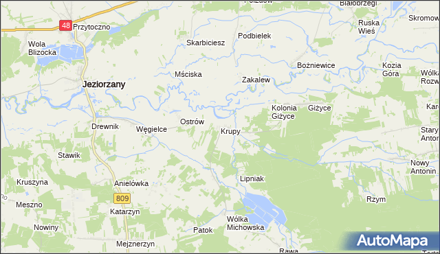 mapa Krupy gmina Michów, Krupy gmina Michów na mapie Targeo