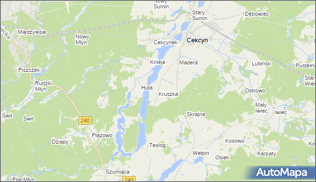 mapa Kruszka gmina Cekcyn, Kruszka gmina Cekcyn na mapie Targeo