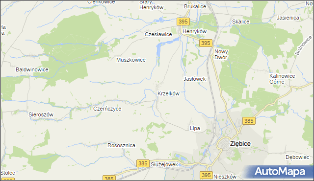 mapa Krzelków, Krzelków na mapie Targeo