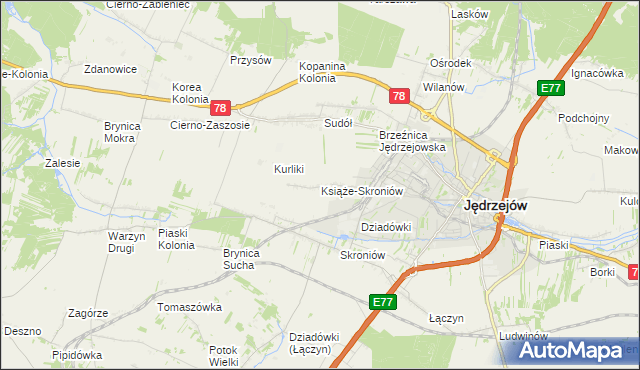 mapa Książe-Skroniów, Książe-Skroniów na mapie Targeo