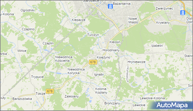 mapa Księżyno, Księżyno na mapie Targeo