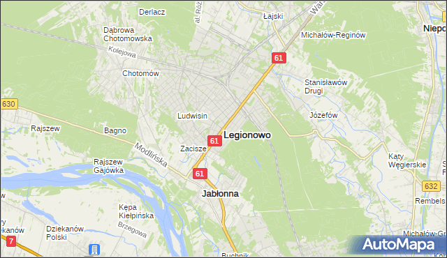 mapa Legionowo, Legionowo na mapie Targeo