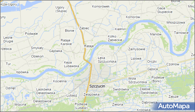 mapa Łęka Szczucińska, Łęka Szczucińska na mapie Targeo