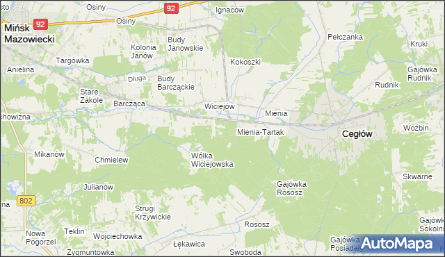 mapa Leśniczówka Mienia, Leśniczówka Mienia na mapie Targeo