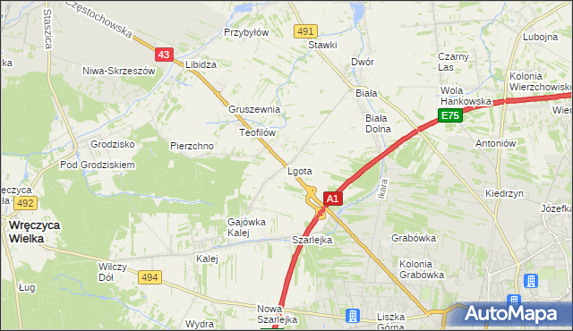 mapa Lgota gmina Kłobuck, Lgota gmina Kłobuck na mapie Targeo