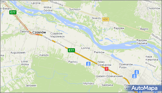 mapa Łomna gmina Czosnów, Łomna gmina Czosnów na mapie Targeo