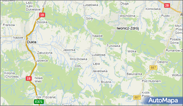 mapa Lubatowa, Lubatowa na mapie Targeo