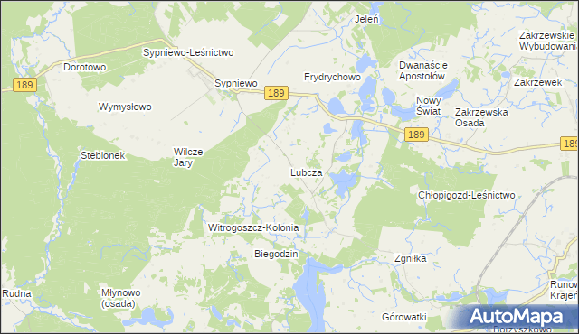 mapa Lubcza gmina Więcbork, Lubcza gmina Więcbork na mapie Targeo