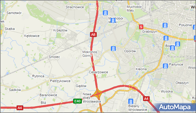 mapa Mokronos Dolny, Mokronos Dolny na mapie Targeo