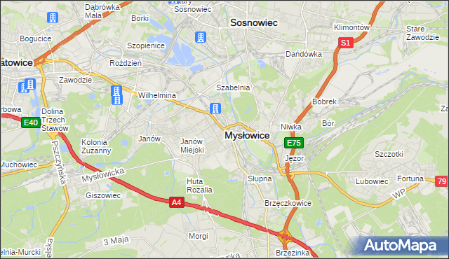 mapa Mysłowice, Mysłowice na mapie Targeo