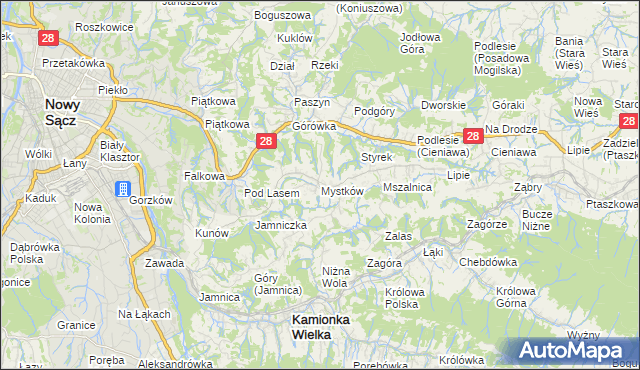 mapa Mystków, Mystków na mapie Targeo