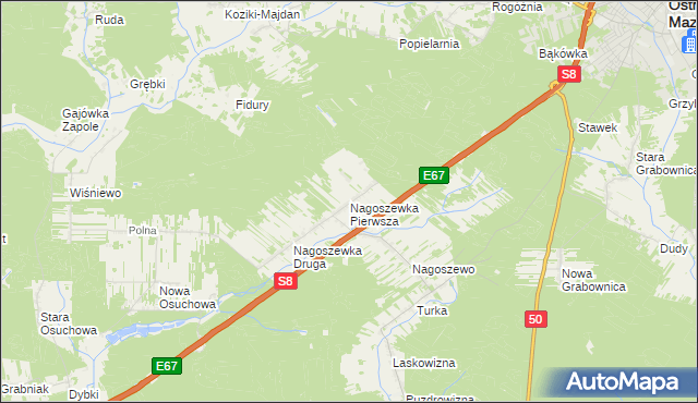 mapa Nagoszewka Pierwsza, Nagoszewka Pierwsza na mapie Targeo