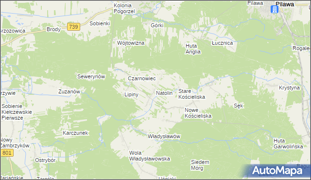 mapa Natolin gmina Osieck, Natolin gmina Osieck na mapie Targeo