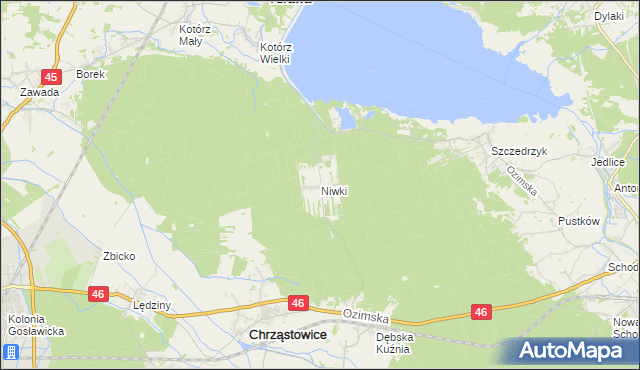 mapa Niwki gmina Chrząstowice, Niwki gmina Chrząstowice na mapie Targeo