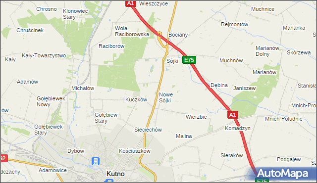 mapa Nowe Sójki, Nowe Sójki na mapie Targeo