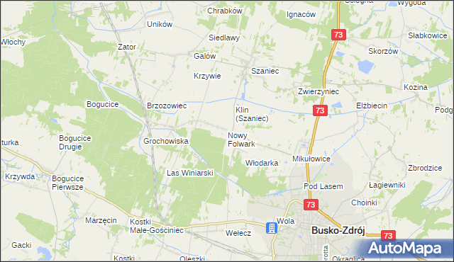 mapa Nowy Folwark gmina Busko-Zdrój, Nowy Folwark gmina Busko-Zdrój na mapie Targeo