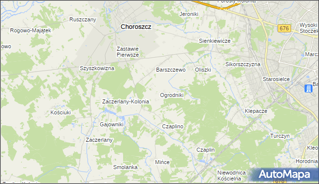 mapa Ogrodniki gmina Choroszcz, Ogrodniki gmina Choroszcz na mapie Targeo