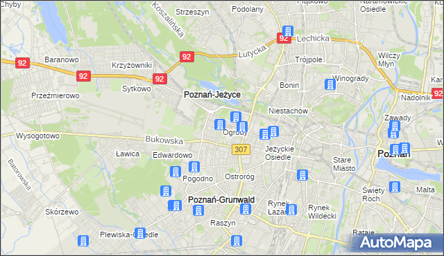 mapa Ogrody gmina Poznań, Ogrody gmina Poznań na mapie Targeo