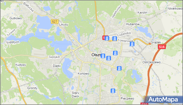 mapa Olsztyna, Olsztyn na mapie Targeo