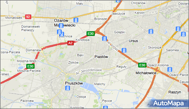 mapa Piastów powiat pruszkowski, Piastów powiat pruszkowski na mapie Targeo