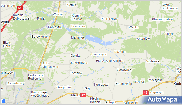 mapa Piaszczyce, Piaszczyce na mapie Targeo